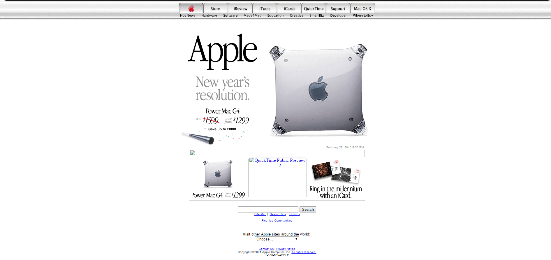 Website Design for apple.com in 2001