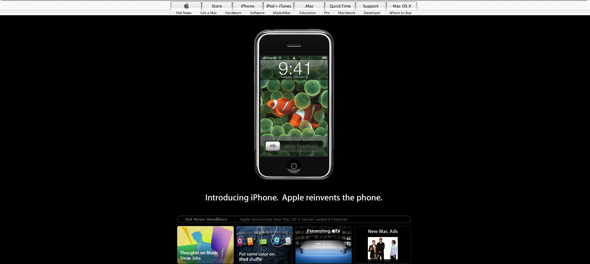 Website Design for apple.com in 2007
