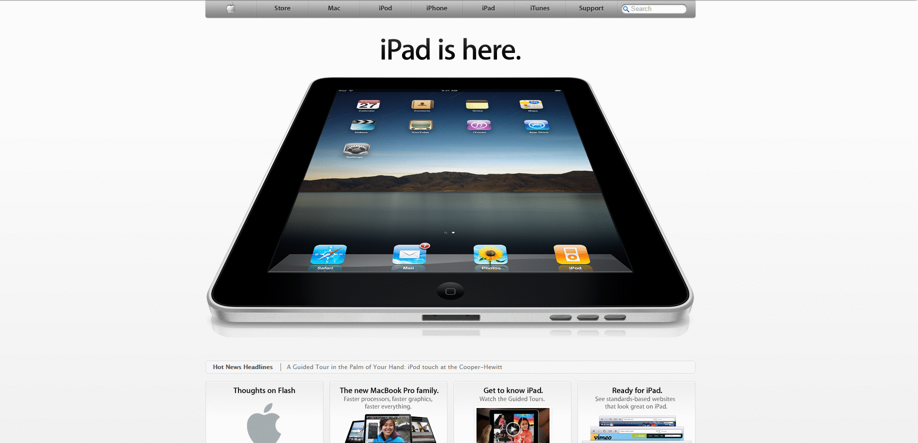apple.com Website Design in 2010